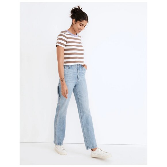 Madewell Perfect Vintage Straight Jean Carpenter Cargo Denim High Rise Workwear - Picture 3 of 13